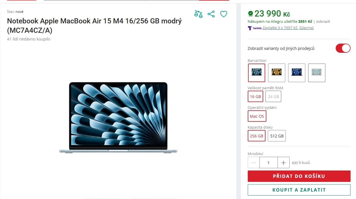 Apple MacBook Air 15,3" 16/256 GB