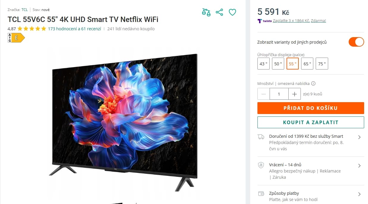 4K Google TV, 139 cm - TCL