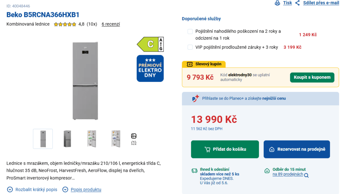 Lednice Beko, 187 cm, C