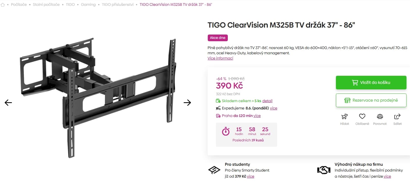 Držák na TV Tigo 37-86", sklon