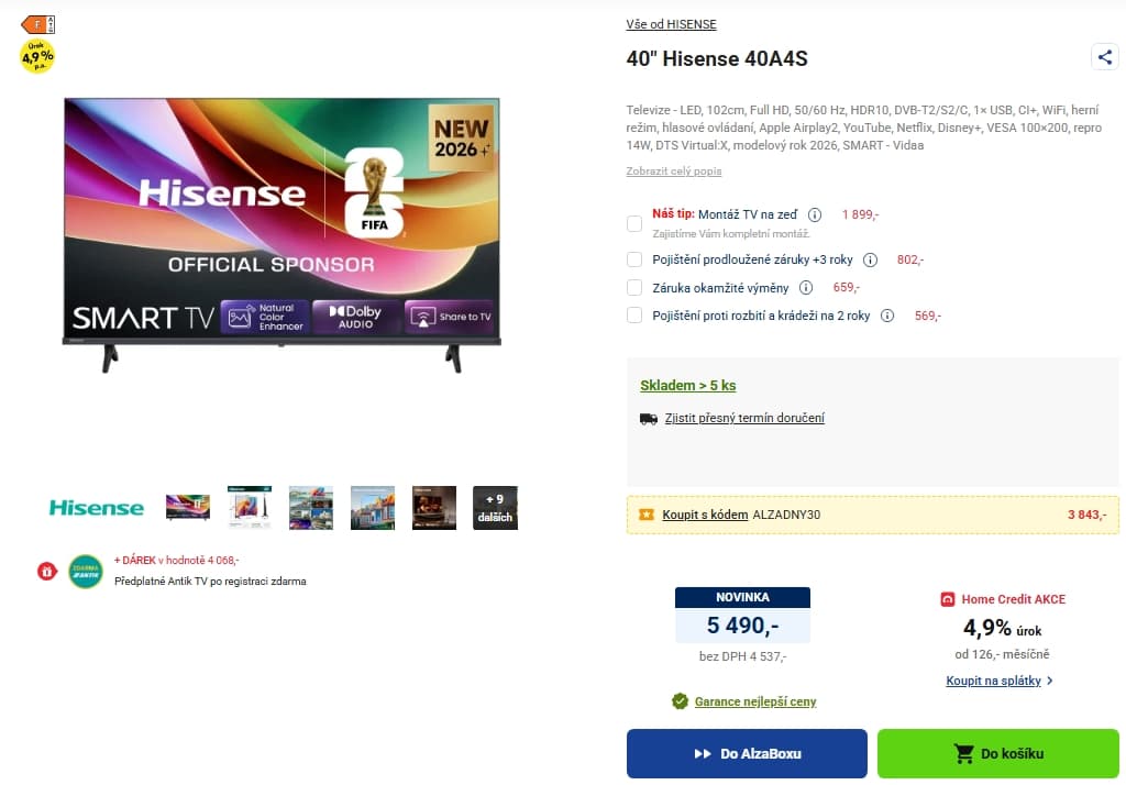 FHD LED Smart TV, 102 cm, Hisense