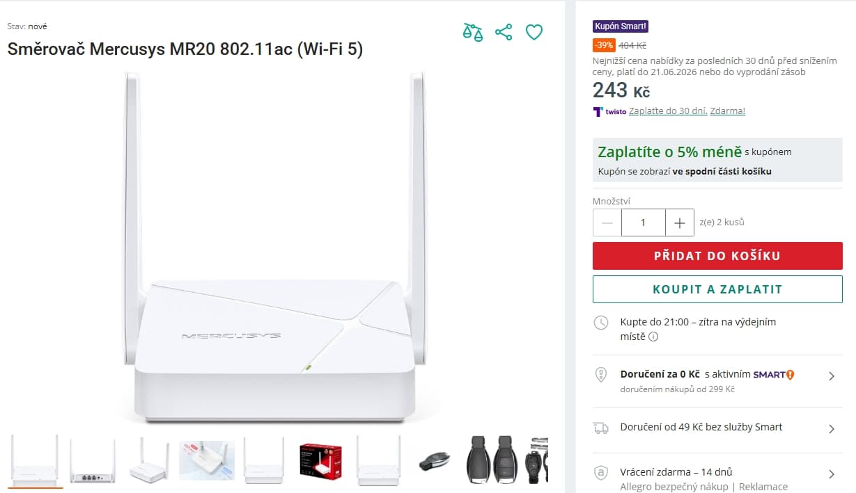 WiFi 5 dual router Mercusys