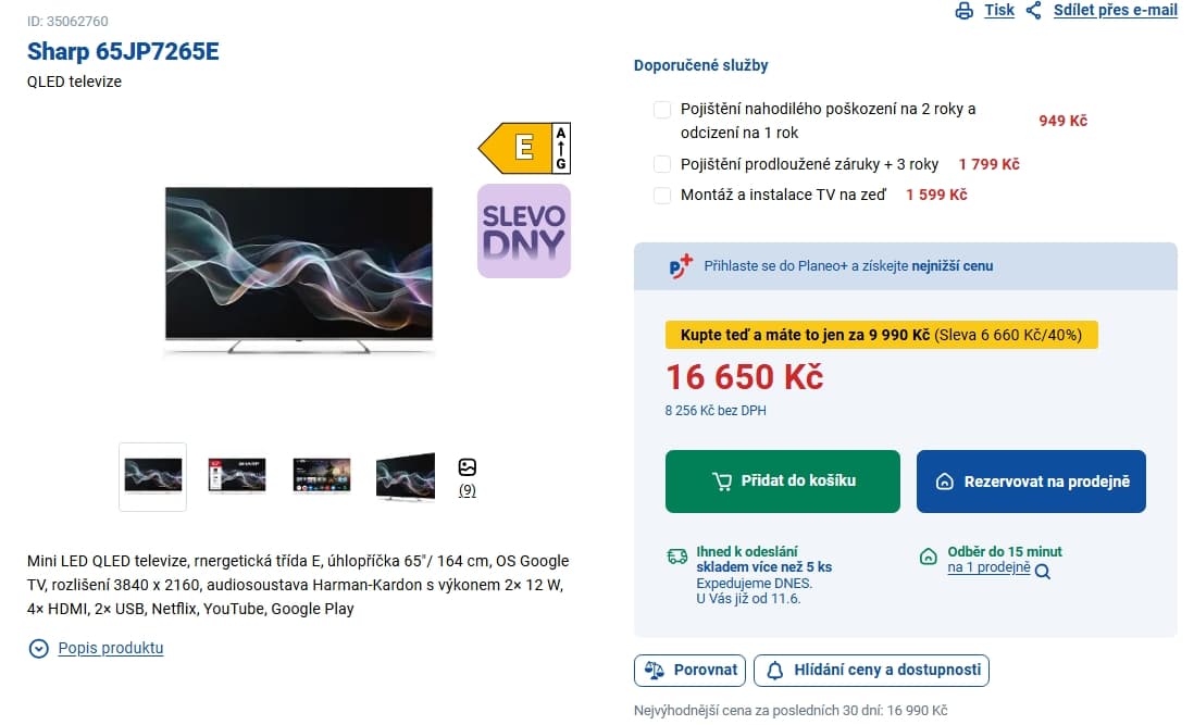 Mini LED QLED 4K Smart TV, Harman-Kardon, 165 cm, Sharp