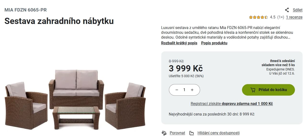 Sestava zahradního nábytku Fieldmann, umělý ratan