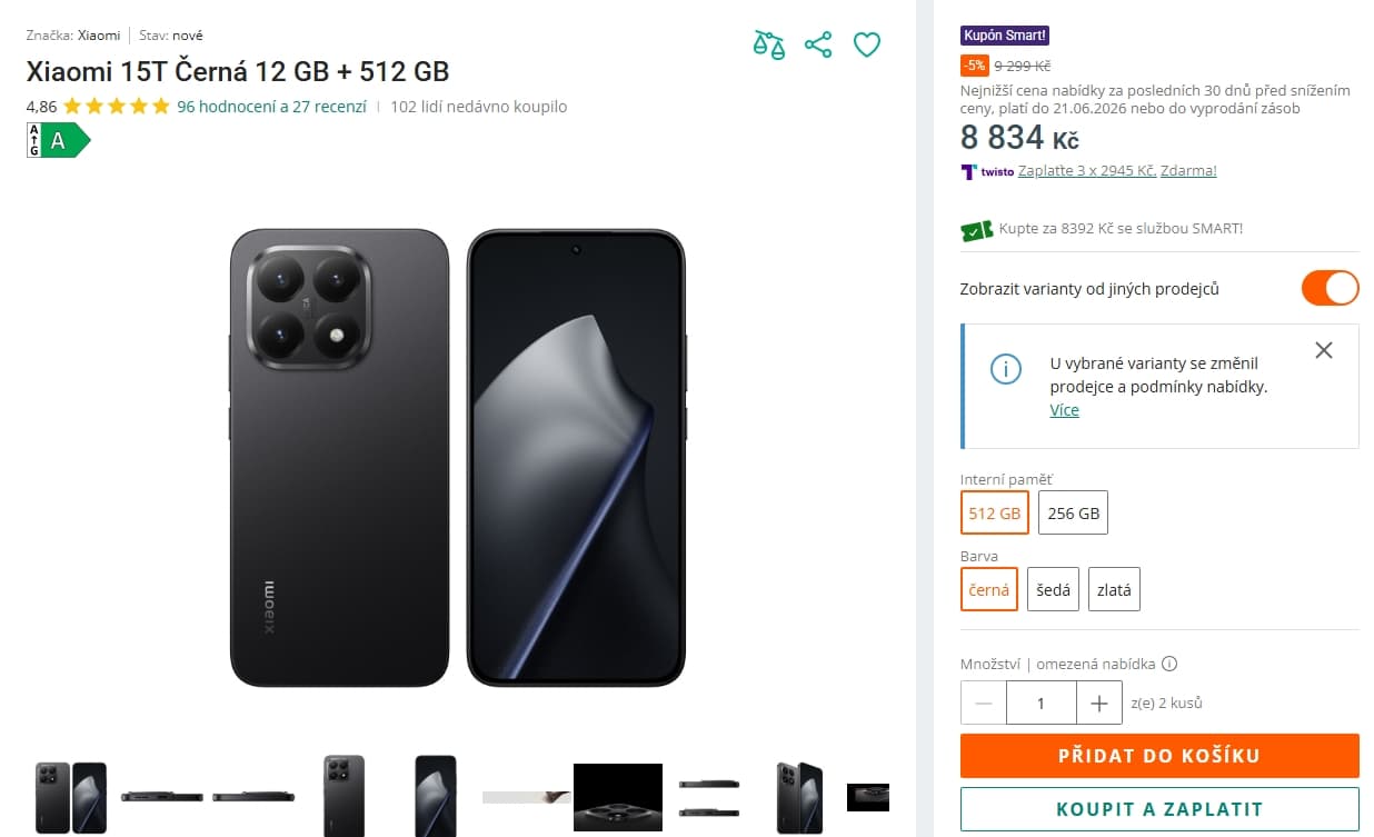 Xiaomi 15T Pro 8x 3,25 GHz, 12/512GB, 6,83"