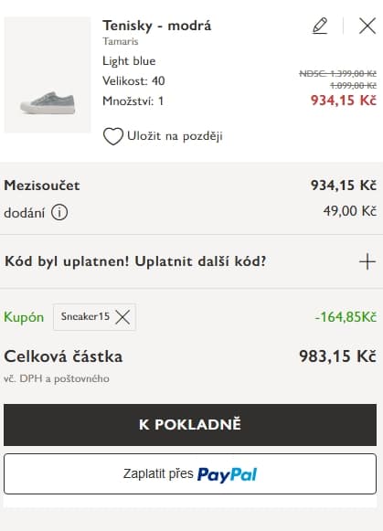 Tamaris - extra sleva 15% na výprodej tenisek
