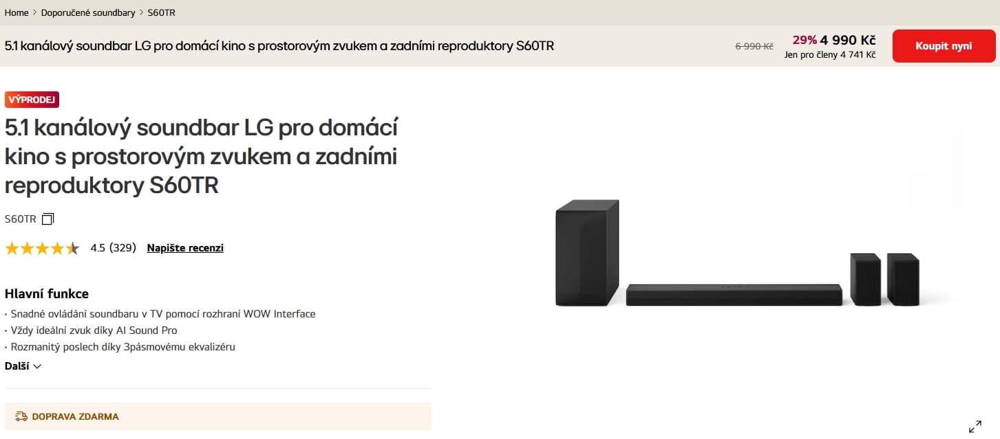 Soundbar LG 5.1, 440 W, subwoofer