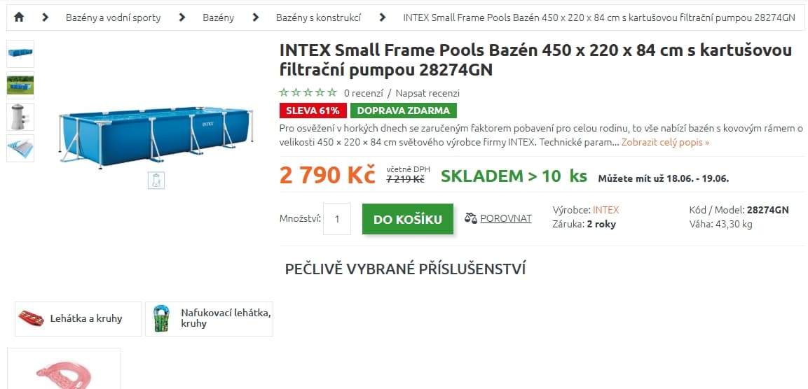 Bazén Intex Metal Frame 4,50 x 2,20 m