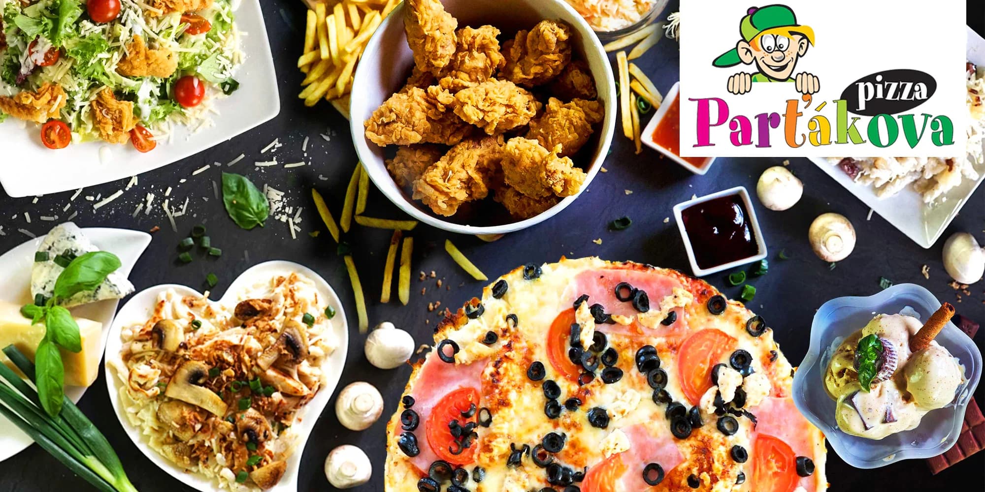 Parťákova pizza: otevřené vouchery na celé menu včetně nápojů, 250, 500 nebo 1000 Kč