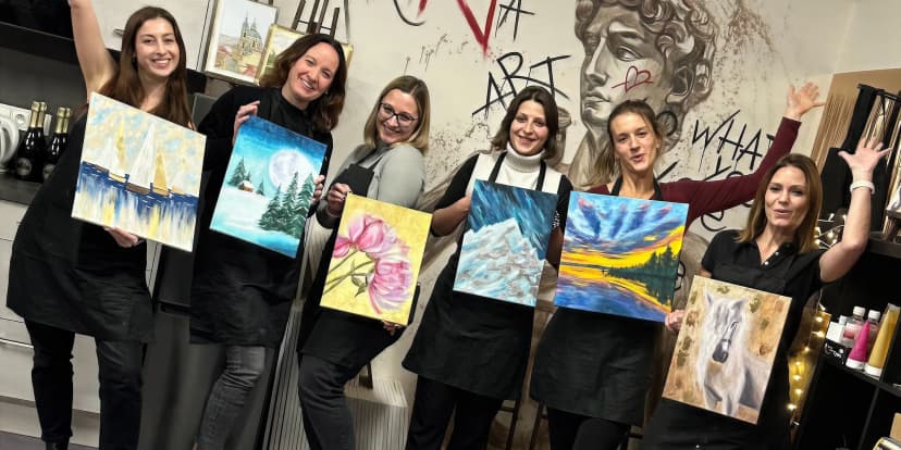 Nechte mluvit svou kreativitu: skupinový workshop malování akrylovými barvami, pro 1 či 2 osoby