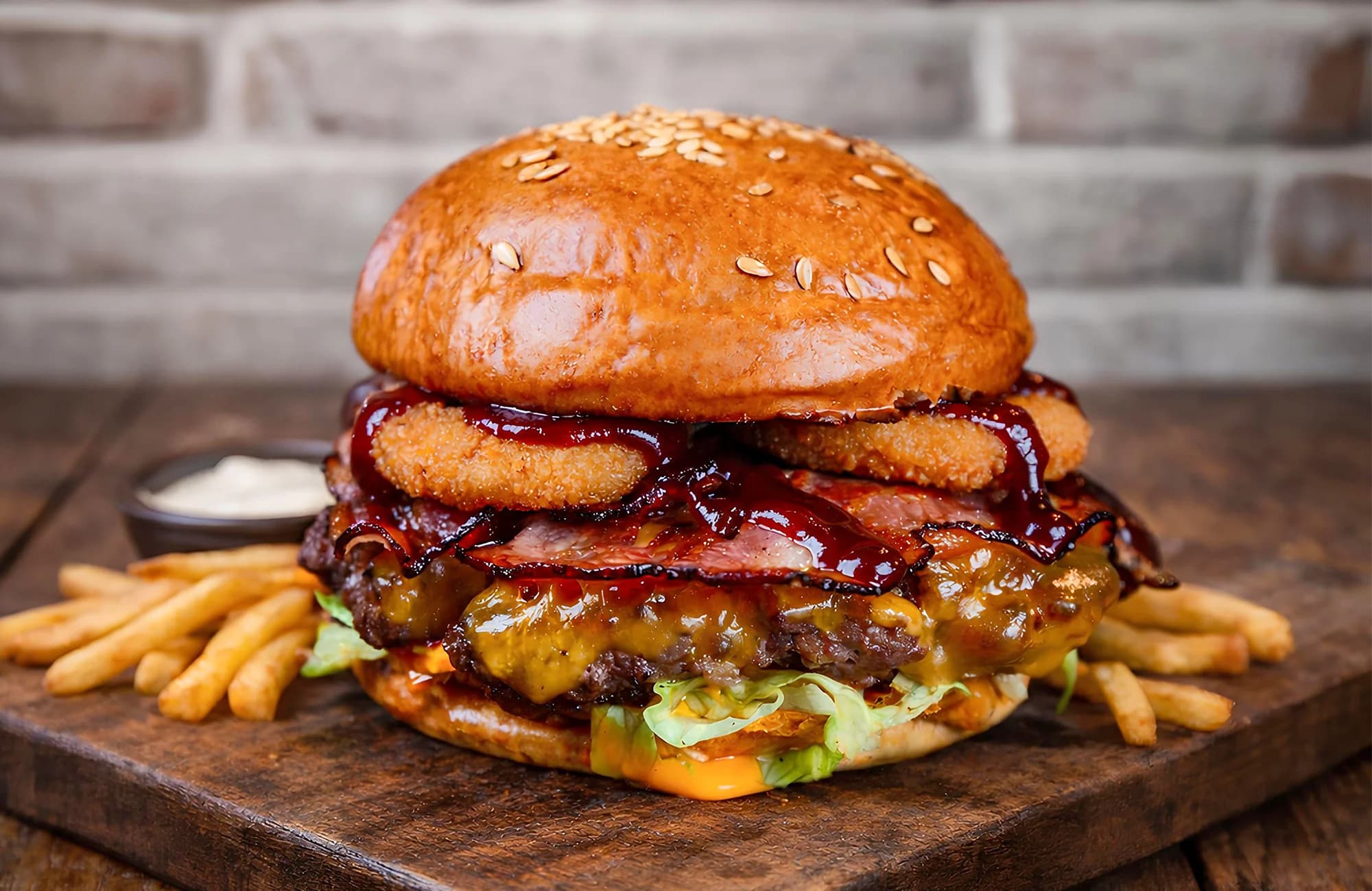 Burger podle výběru ze 4 druhů, hranolky a omáčka pro 1 nebo 2 osoby