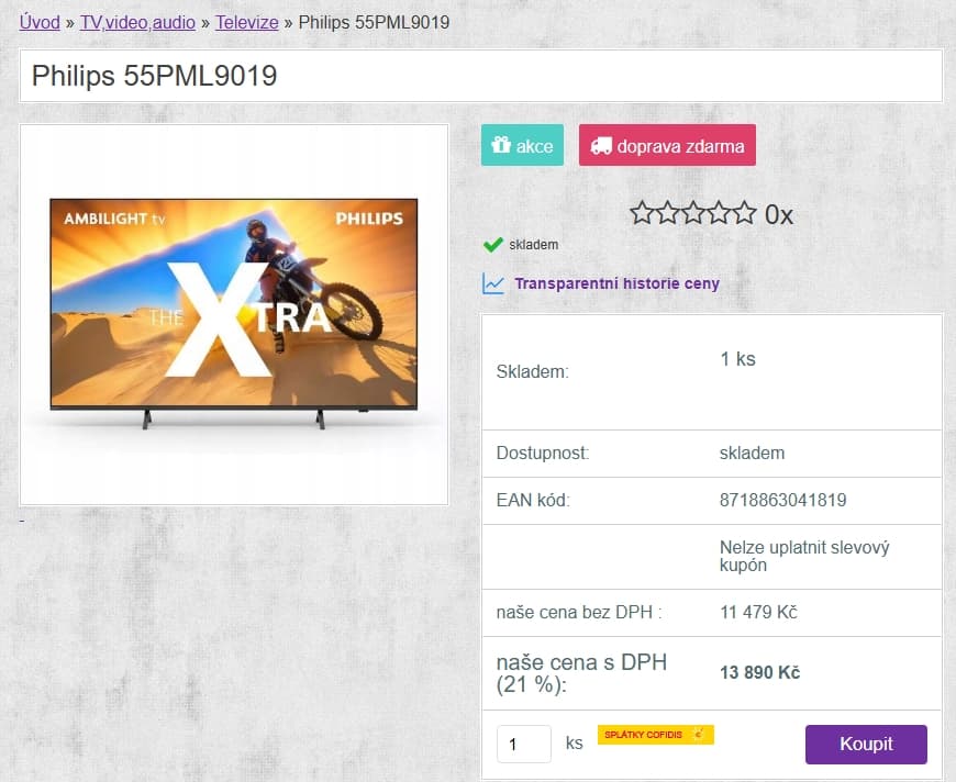 4K Smart Ambilight TV, 100 Hz, 139 cm, Philips