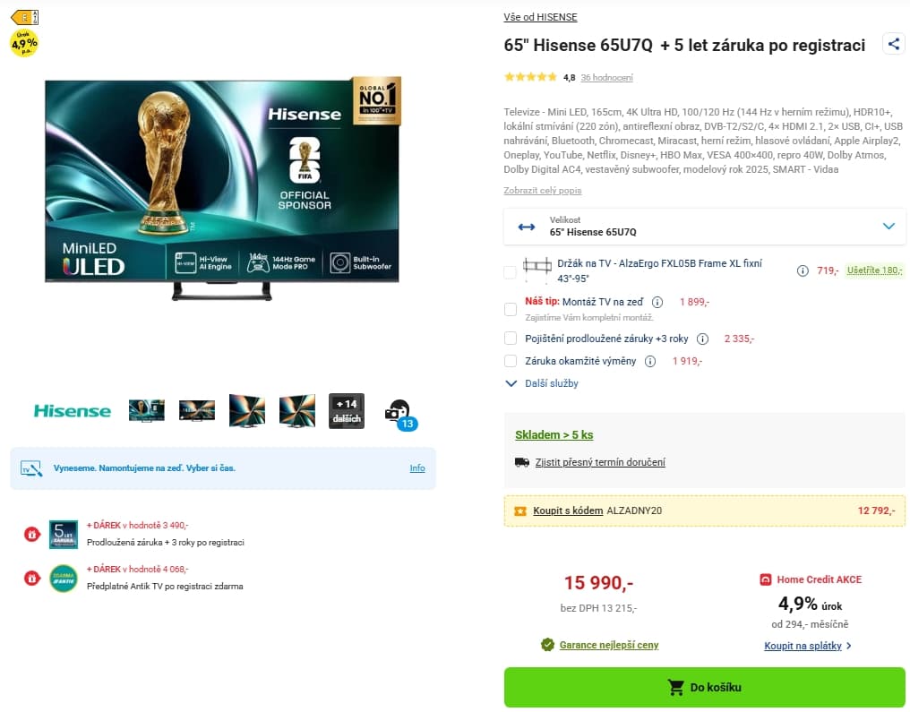 Mini LED 4K TV, Smart, 165 cm, Atmos, Hisense