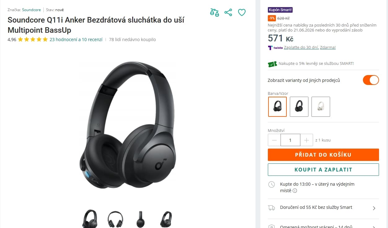 BT sluchátka Anker Soundcore Q11i
