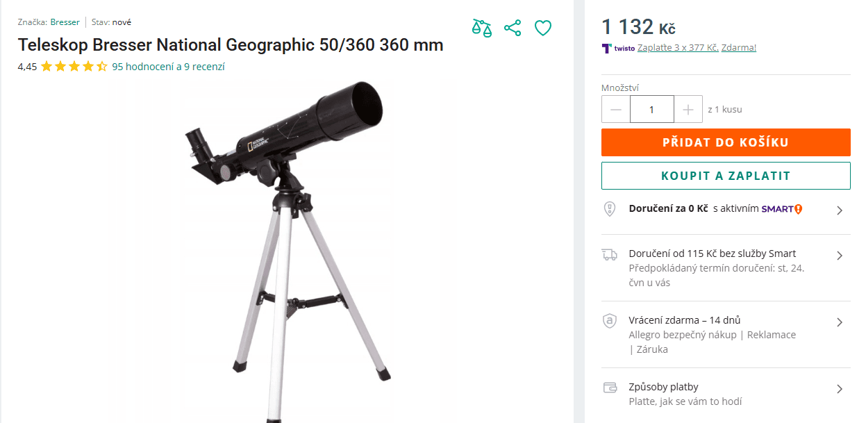 Hvězdářský dalekohled Brasser, 60x