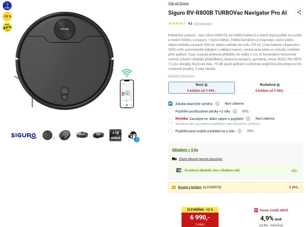 Robot vysavač/mop Siguro AI