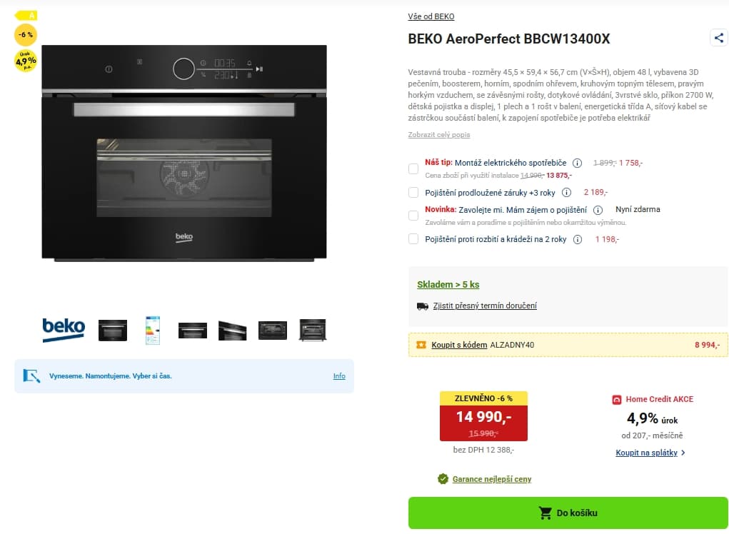 Vestavná trouba a mikrovlnka Beko, 16 prg., gril