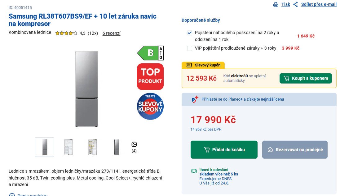 Lednice Samsung, total no frost, 203 cm