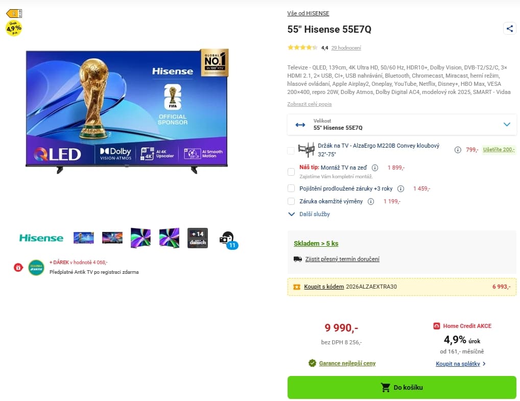4K Atmos Smart TV, 139 cm, Hisense