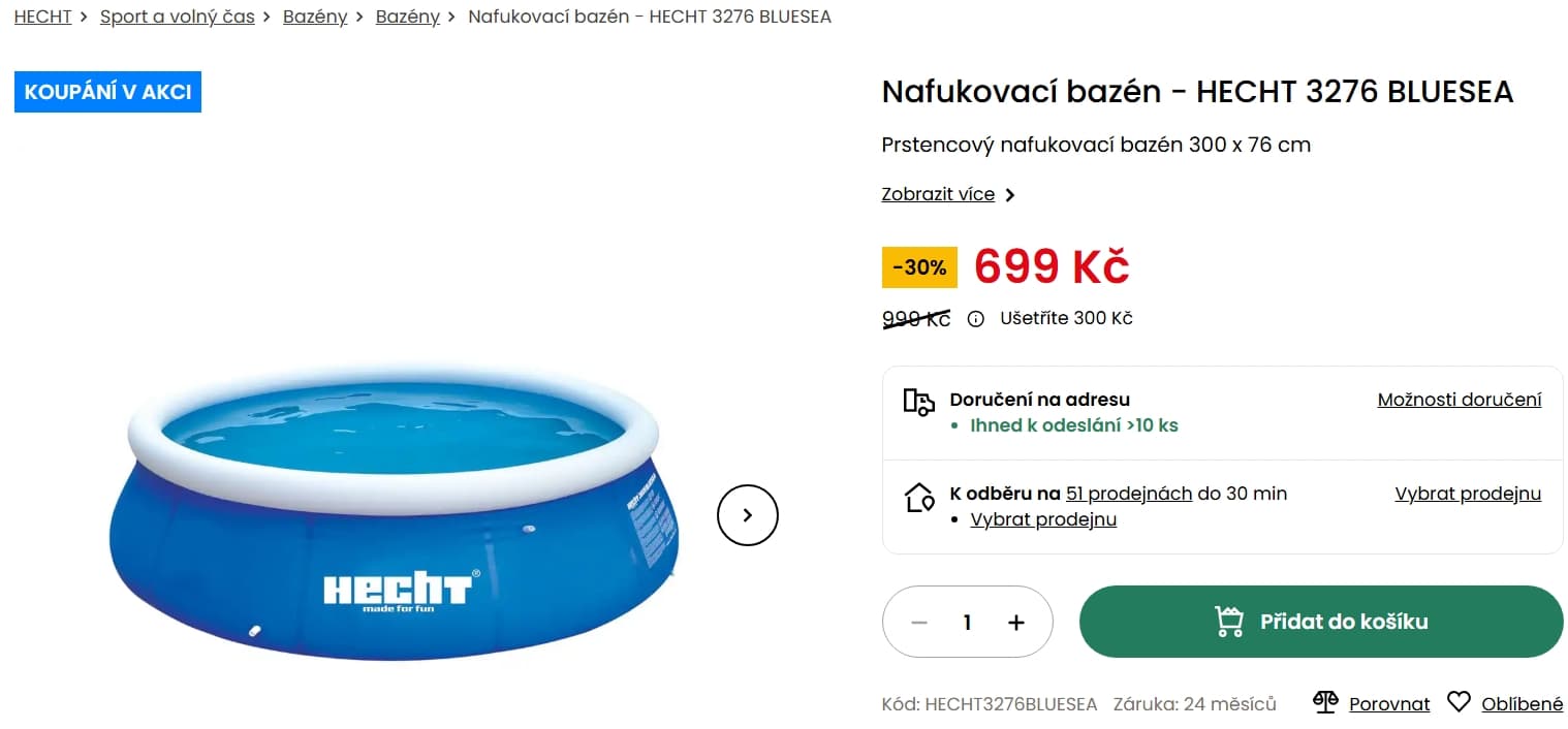 Bazén Hecht Bluesea 3 x 0,76 m, bez příslušenství