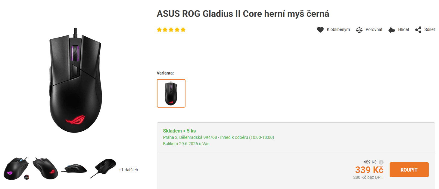 Herní myš ASUS ROG Gladius II