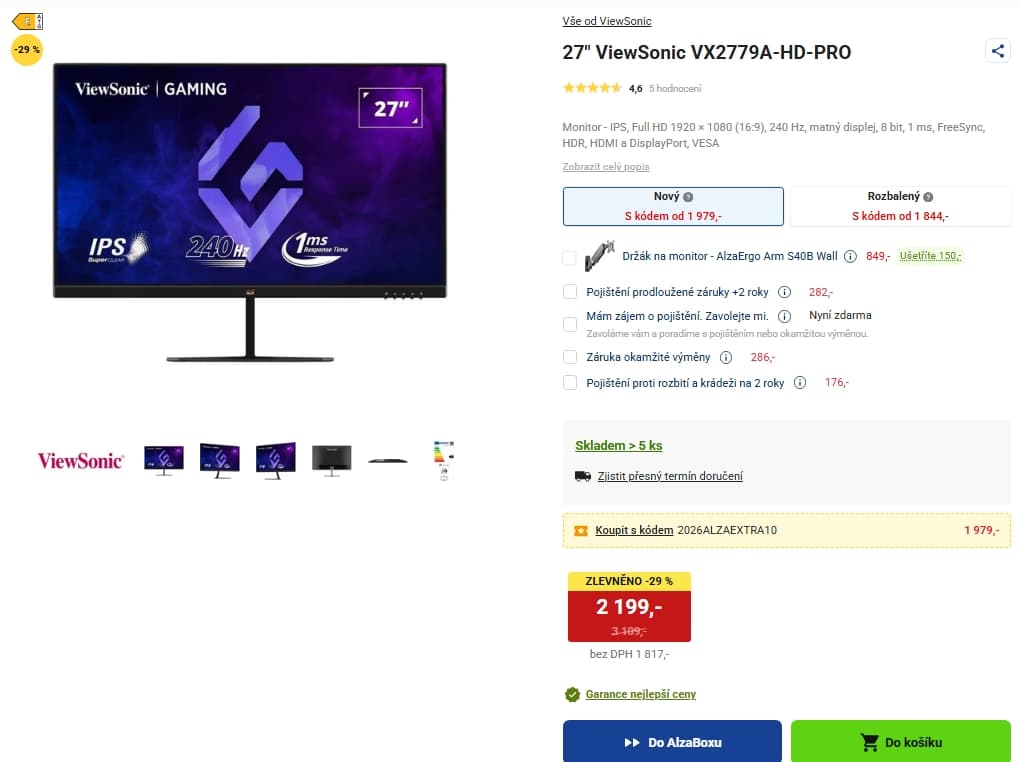 Herní PC monitor ViewSonic FHD 27"
