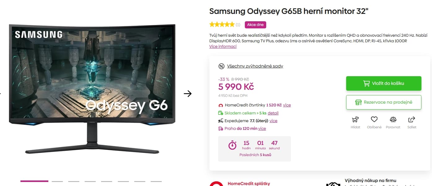 QHD herní PC monitor Samsung, 32", PiP