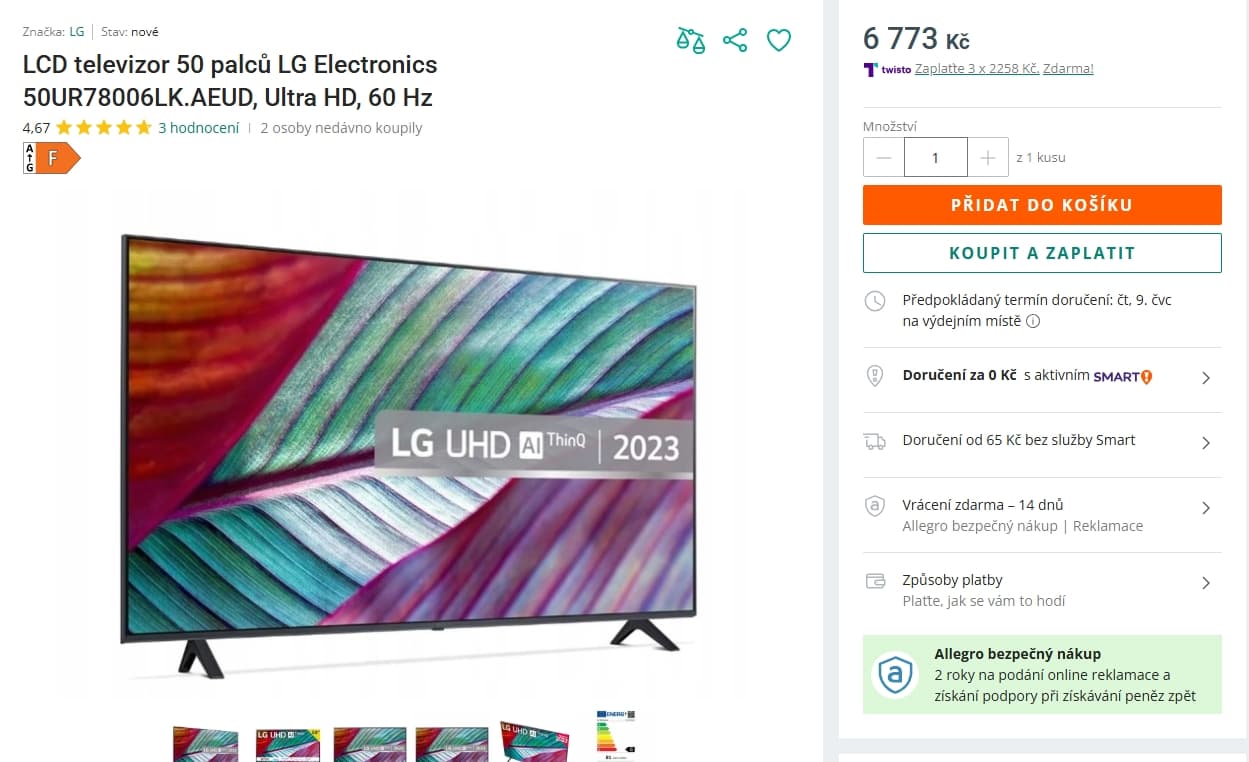 4K Smart TV, 127 cm, LG