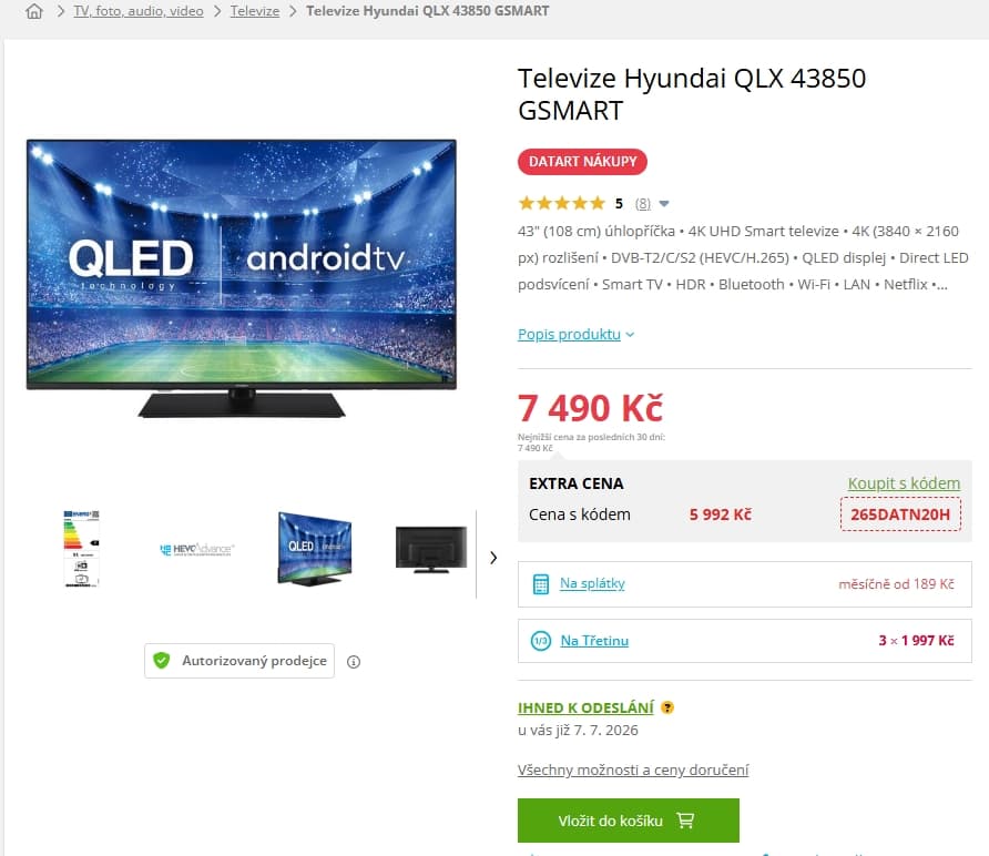 4K Android TV, Atmos, 108 cm, Hyundai
