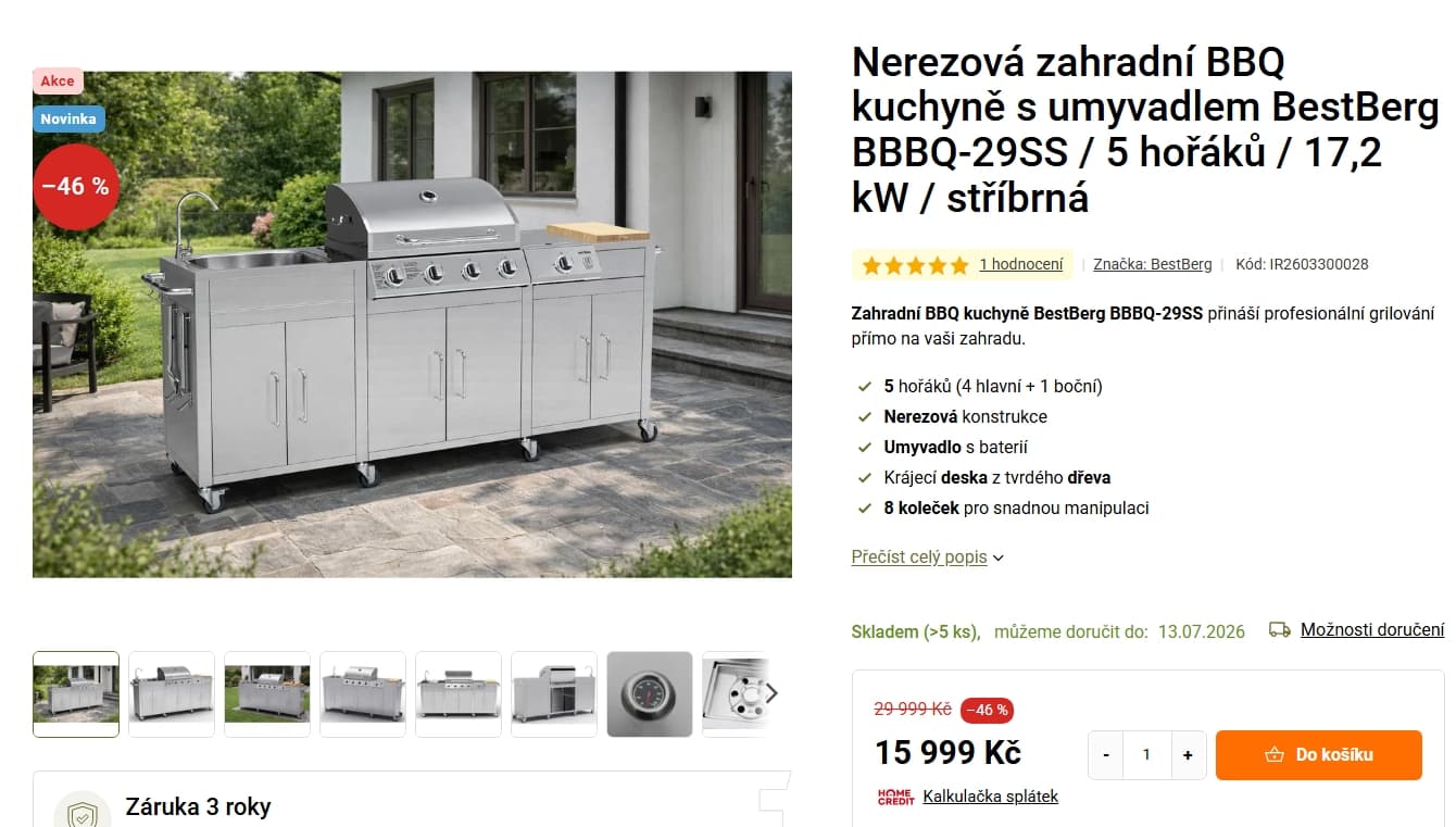 Kompletní venkovní kuchyně s grilem BestBerg