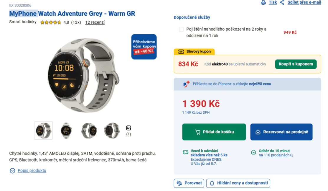 Chytré hodinky myPhone Watch Adventure 