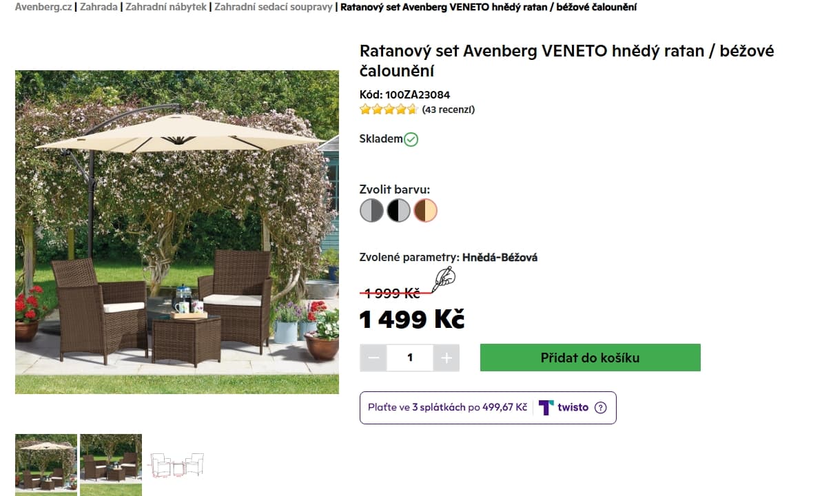 Sada zahradního ratanového nábytku