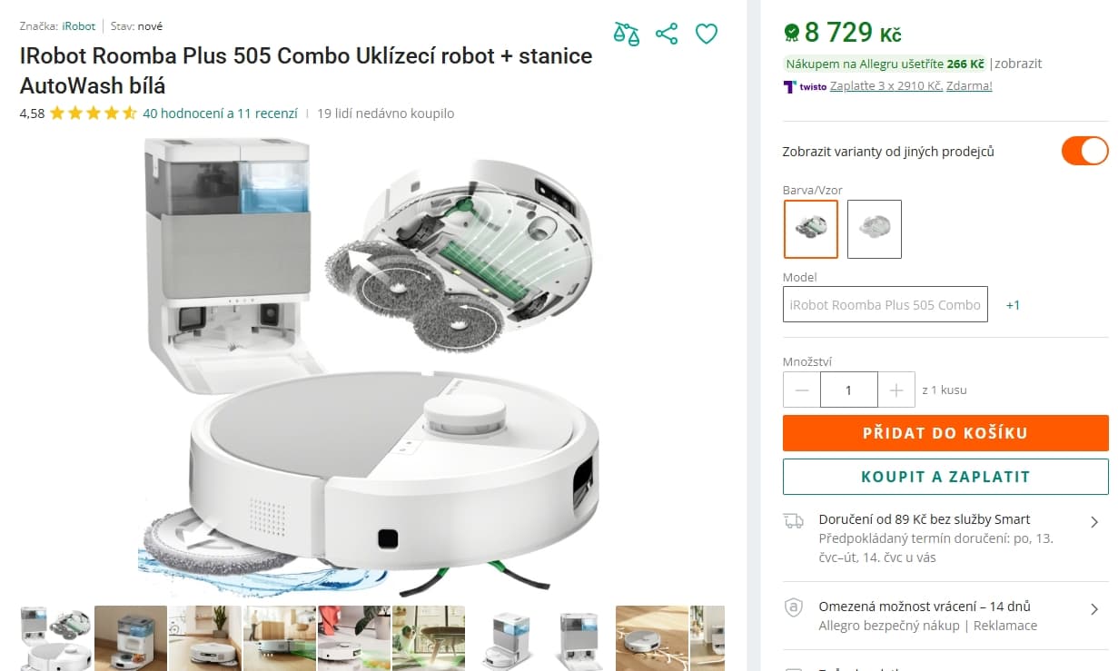 Robot s mopem a stanicí Robot Roomba Plus 505