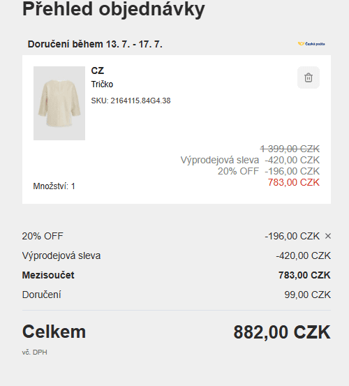Extra sleva 20% na výprodej vybraných kategorii