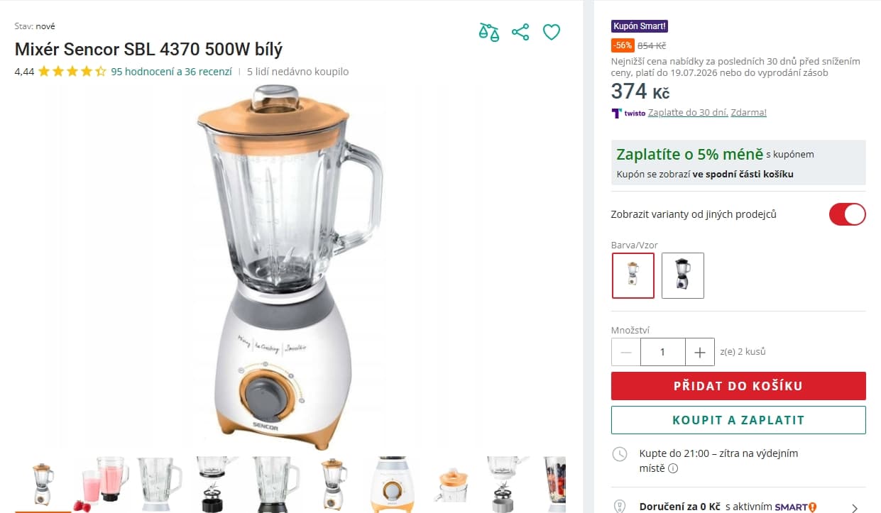 Stolní mixér Sencor, 1,5 litru