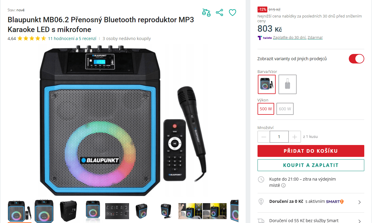 Aktivní přenosný Bluetooth repro Blaupunkt 500 W