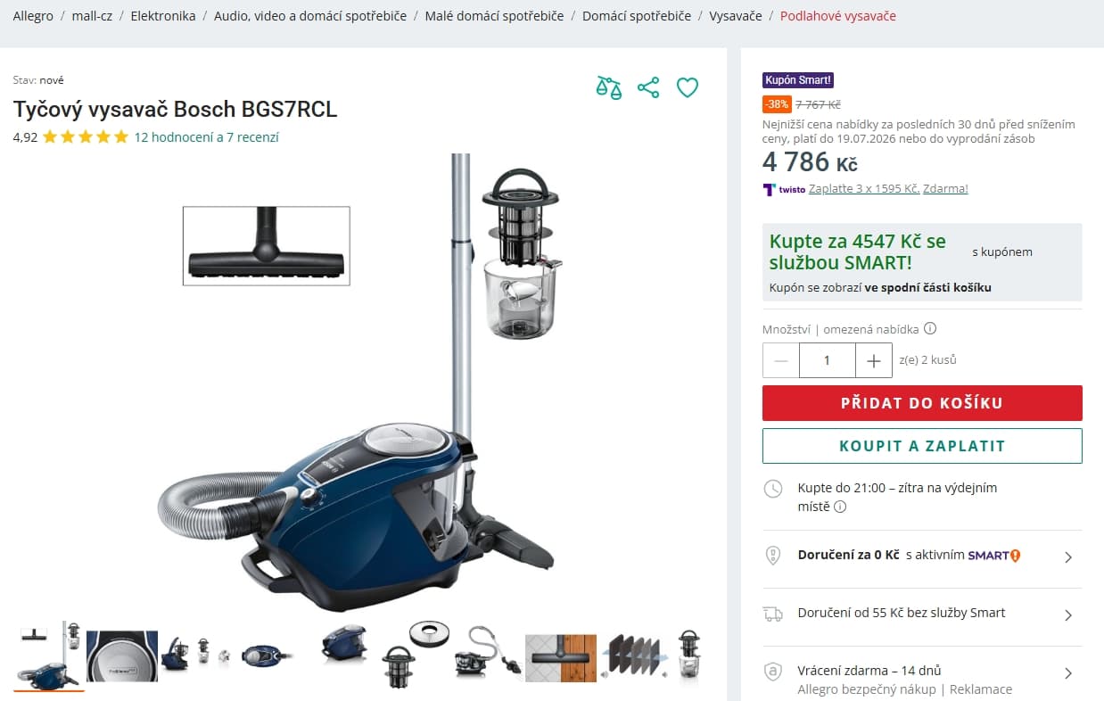 Bezsáčkový vysavač Bosch, Hepa