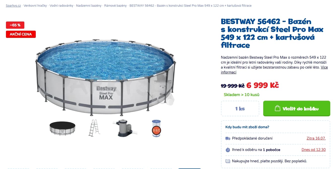 Bazén Bestway 5,49 x 1,22 m, filtrace, žebřík