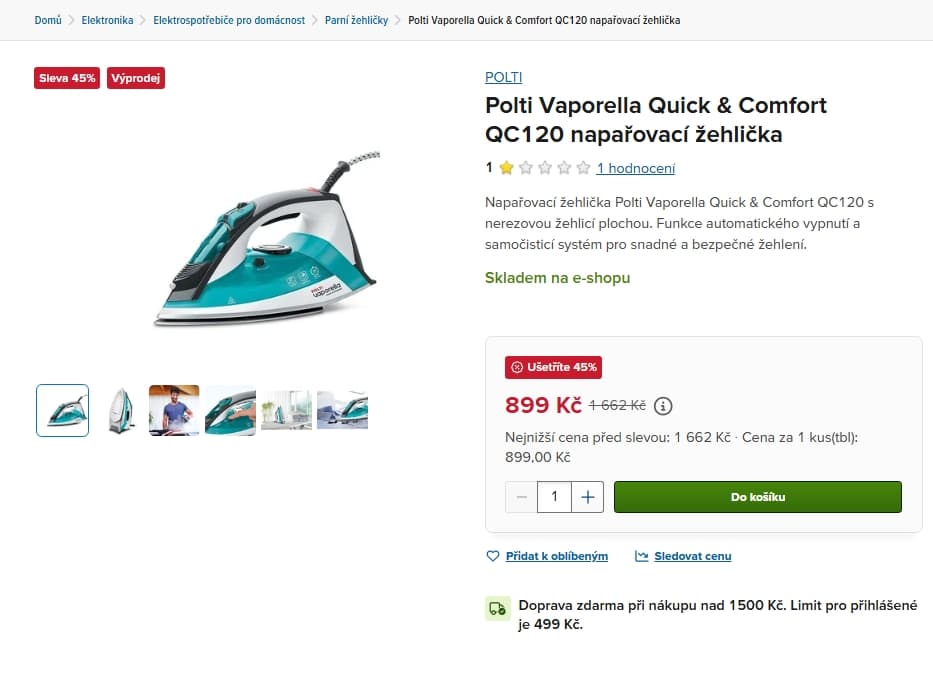 Napařovací žehlička Polti Vaporella