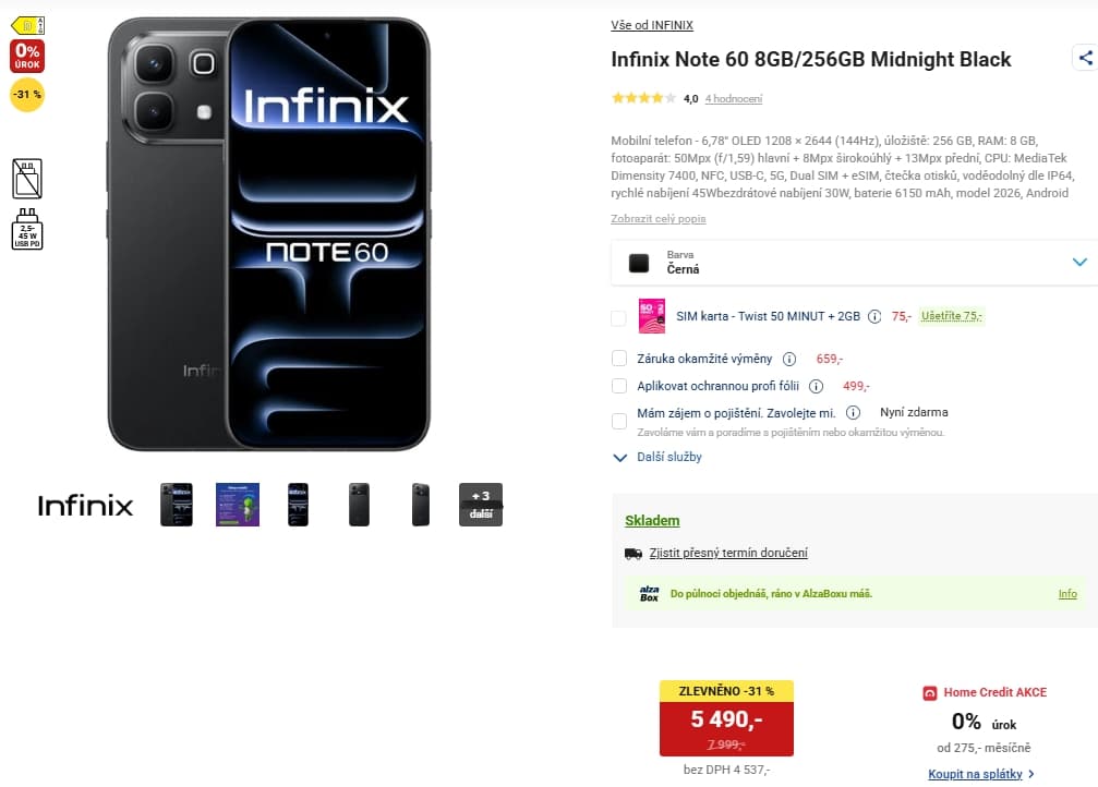 Infinix Note 8x 2,6 GHz, 8/256 GB, 6,78"
