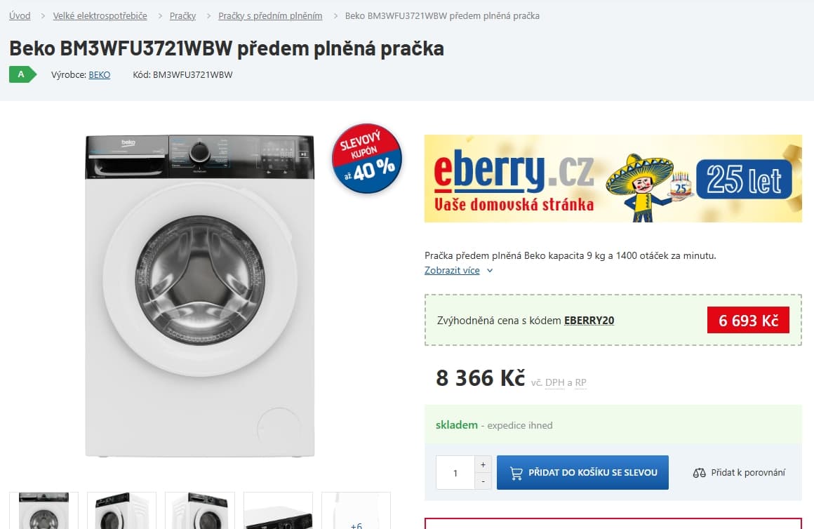 Parní pračka Beko 7 kg, 1200 ot., A