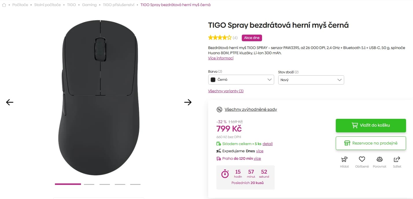 Herní BT myš TIGO Spray