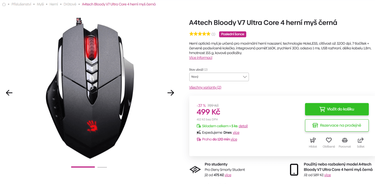 Herní myš A4tech Bloody V7 Ultra Core 4