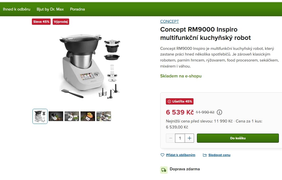 Multifunkční varný robot Concept, Wifi, 190 receptů