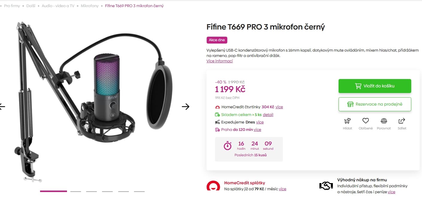 USB-C kondenzátorový mikrofon Fifine T669 PRO 3