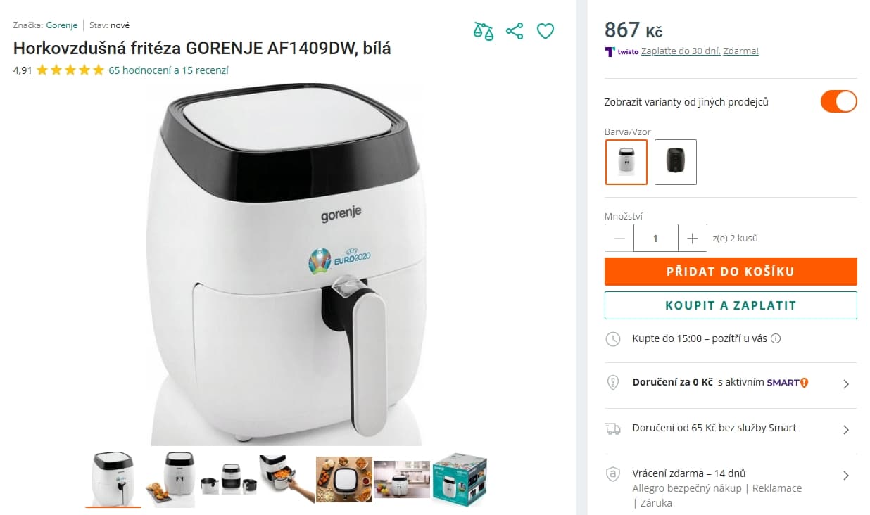 Horkovzdušná fritéza Gorenje 3,5 litru
