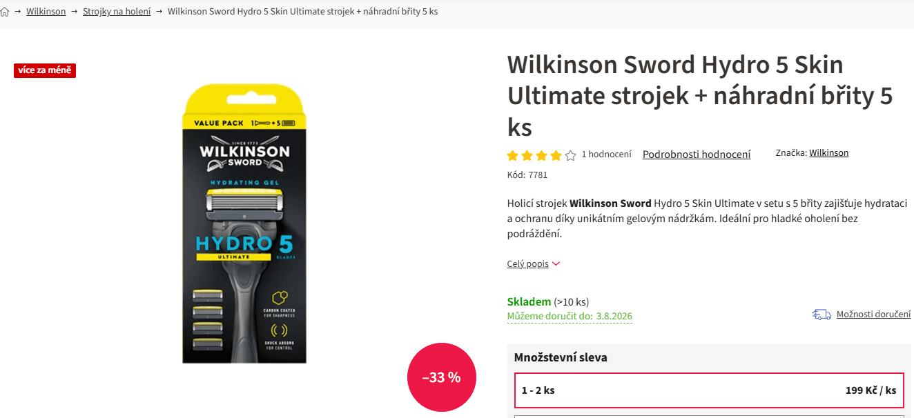 Holicí strojek pro pány Wilkinson Sword Hydro 5