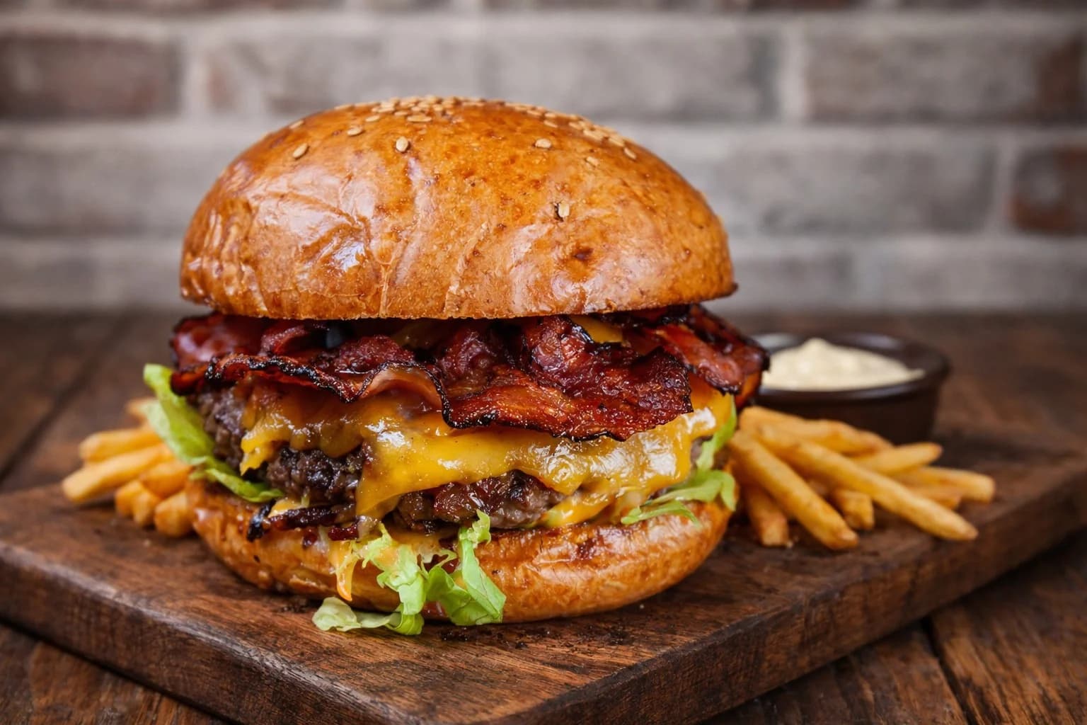 Hovězí burger podle výběru ze 4 druhů, hranolky a omáčka pro 1 nebo 2 osoby