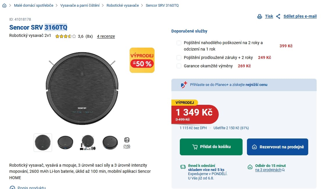 Robotický vysavač a mop Sencor EasyClean+