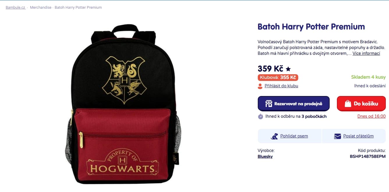 Batoh pro děti Harry Potter Premium